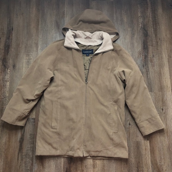 London Fog Tan Hooded Jacket - Picture 1 of 6